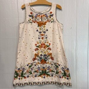 Max Studio Cream Sleeveless Floral linen blend Mini Dress